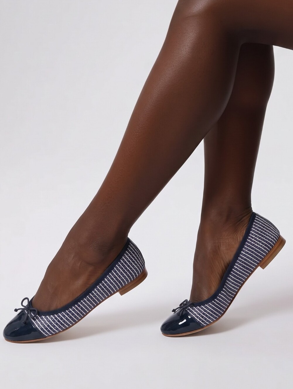 Cole Haan Navy and White Striped Ballet Flats